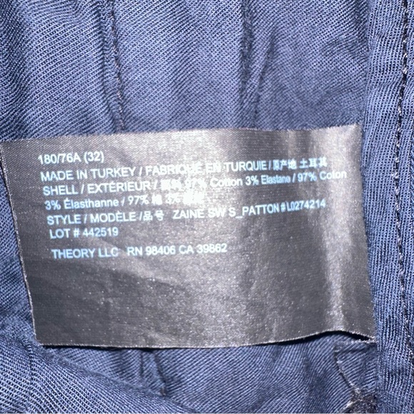 Theory Navy Blue Classic Fit Shorts Organic Cotton Size 32 - Picture 4 of 4
